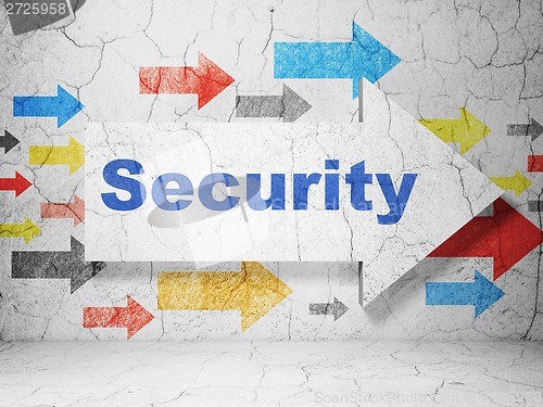 Image of Protection concept: arrow with Security on grunge wall background