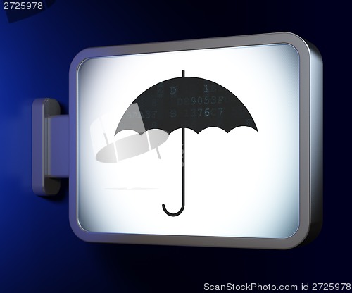 Image of Security concept: Umbrella on billboard background