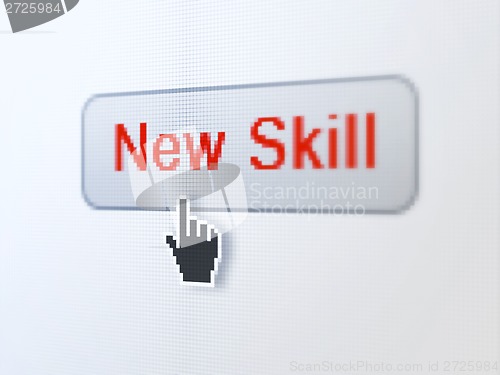 Image of Education concept: New Skills on digital button background