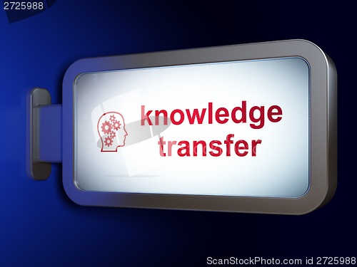 Image of Education concept: Knowledge Transfer and Head With Gears on billboard background