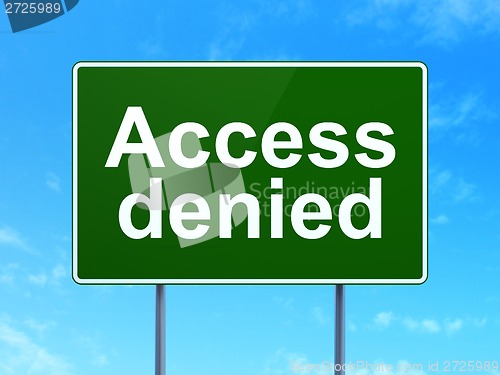 Image of Protection concept: Access Denied on road sign background