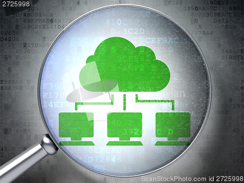 Image of Computing concept: Cloud Network with optical glass on digital background