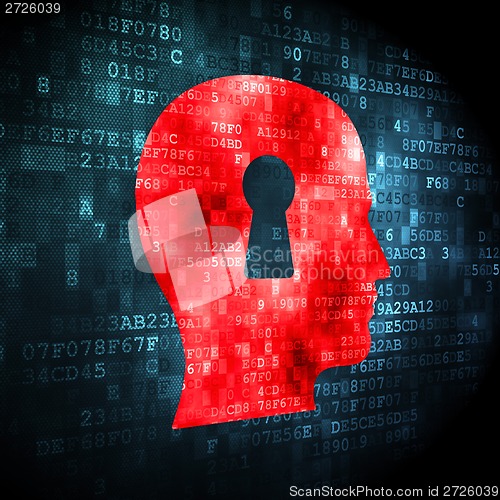 Image of Advertising concept: Head With Keyhole on digital background