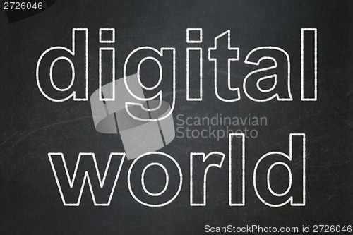 Image of Information concept: Digital World on chalkboard background