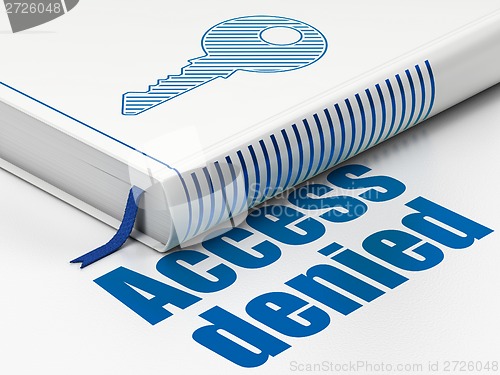 Image of Protection concept: book Key, Access Denied on white background