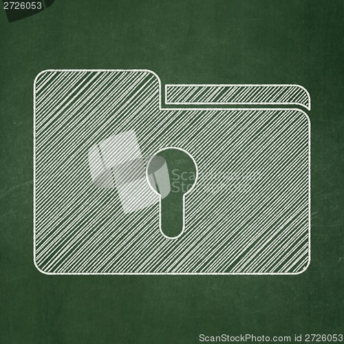 Image of Business concept: Folder With Keyhole on chalkboard background