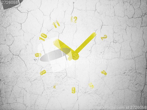 Image of Time concept: Clock on wall background