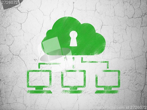 Image of Networking concept: Cloud Network on wall background