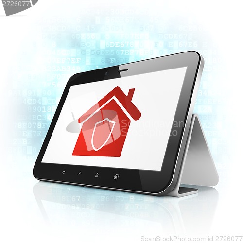 Image of Business concept: Home on tablet pc computer