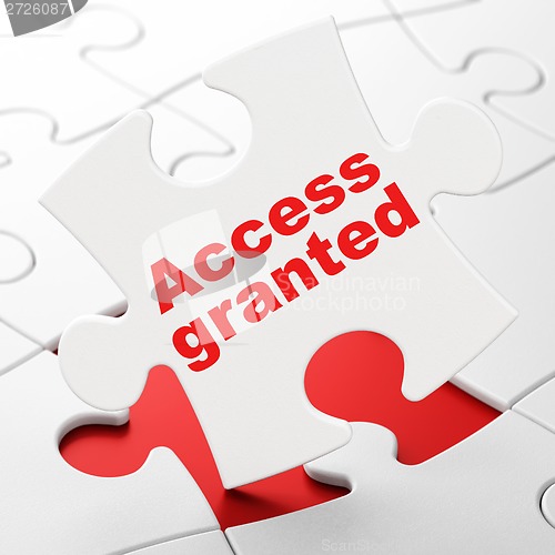 Image of Privacy concept: Access Granted on puzzle background