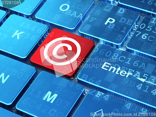 Image of Law concept: Copyright on computer keyboard background