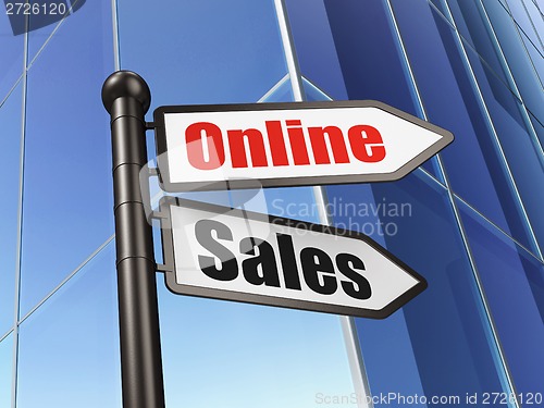 Image of Marketing concept: sign Online Sales on Building background