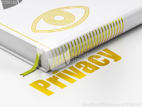 Image of Protection concept: book Eye, Privacy on white background
