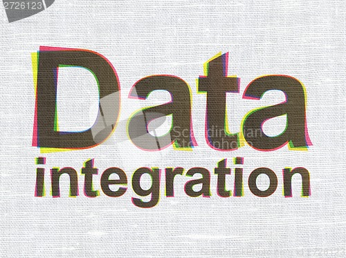 Image of Data Integration on fabric texture background