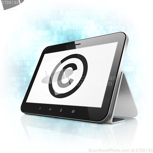 Image of Law concept: Copyright on tablet pc computer