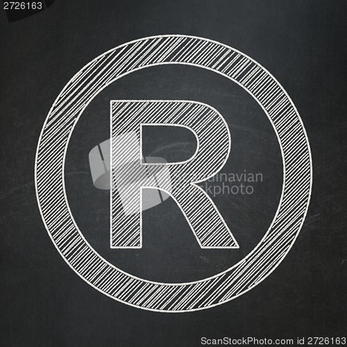 Image of Law concept: Registered on chalkboard background