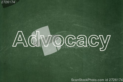 Image of Law concept: Advocacy on chalkboard background