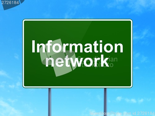 Image of Information Network on road sign background