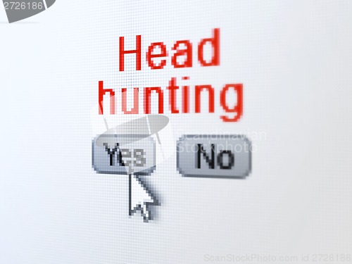 Image of Finance concept: Head Hunting on digital computer screen