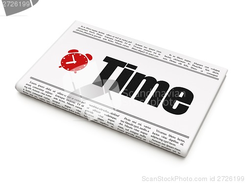Image of Newspaper with Time and Alarm Clock