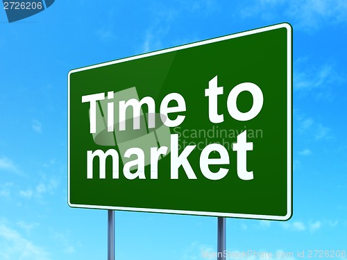 Image of Time to Market on road sign background