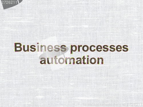 Image of Business Processes Automation on fabric texture background