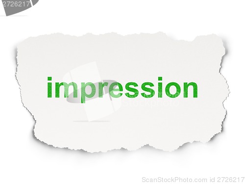 Image of Advertising concept: Impression on Paper background
