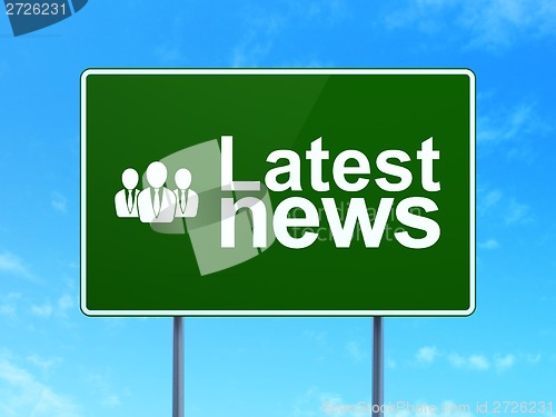 Image of Latest News and Business People on road sign background