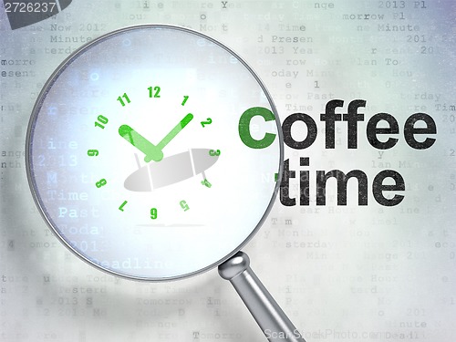 Image of Clock and Coffee Time with optical glass