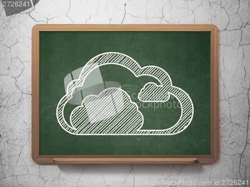 Image of Cloud computing concept: Cloud on chalkboard background
