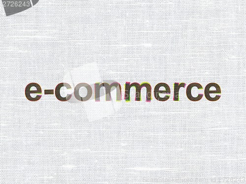 Image of Finance concept: E-commerce on fabric texture background