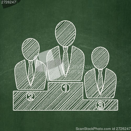 Image of Advertising concept: Business Team on chalkboard background