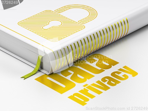 Image of Security concept: book Closed Padlock, Data Privacy on white background