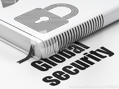 Image of Protection concept: book Closed Padlock, Global Security on white background
