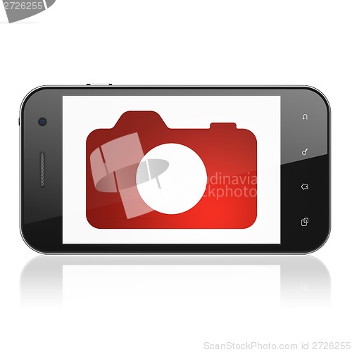 Image of Vacation concept: Photo Camera on smartphone