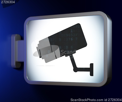 Image of Protection concept: Cctv Camera on billboard background