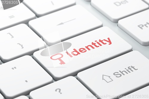 Image of Safety concept: Key and Identity on computer keyboard background