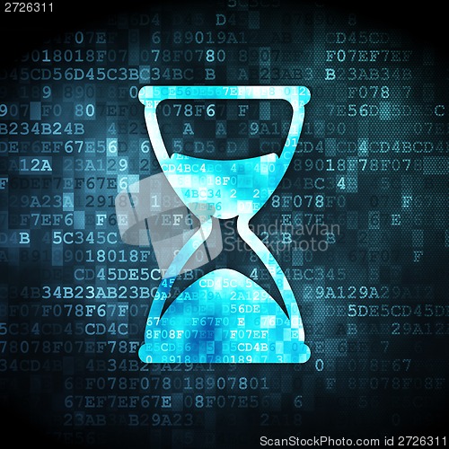 Image of Time concept: Hourglass on digital background