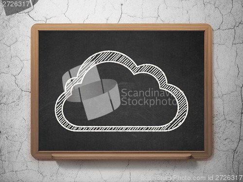 Image of Cloud networking concept: Cloud on chalkboard background