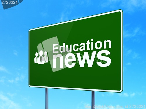 Image of Education News and Business People on road sign background