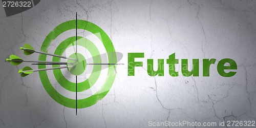 Image of Timeline concept: target and Future on wall background