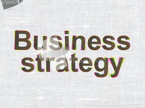 Image of Business Strategy on fabric texture background