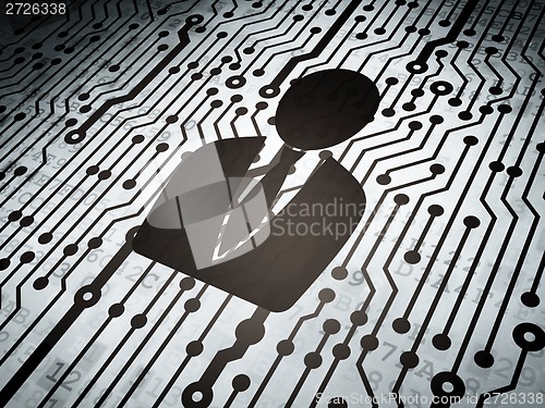 Image of Advertising concept: circuit board with Business Man