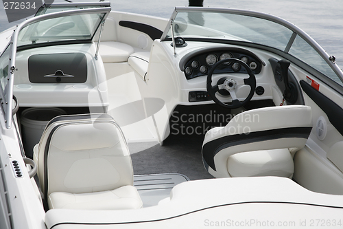 Image of Cockpit of a speedboat.