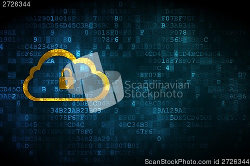 Image of Cloud With Padlock on digital background