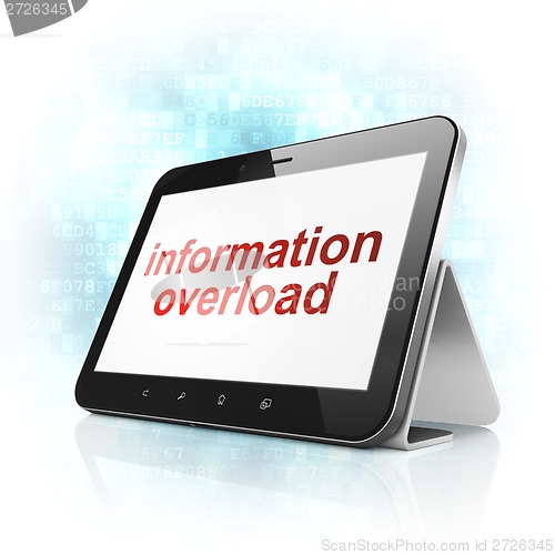 Image of Data concept: Information Overload on tablet pc computer