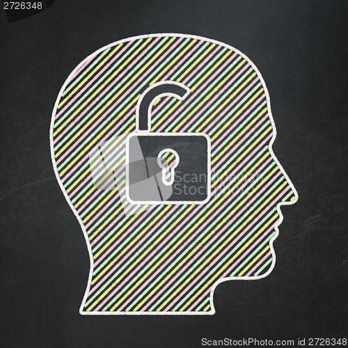 Image of Business concept: Head With Padlock on chalkboard background