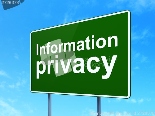 Image of Security concept: Information Privacy on road sign background