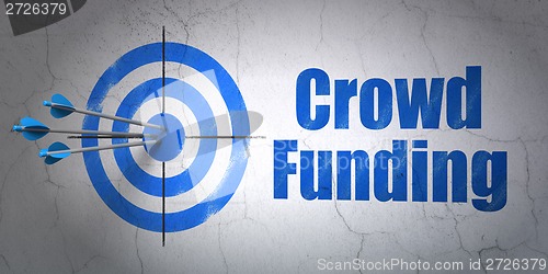 Image of Business concept: target and Crowd Funding on wall background