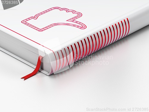 Image of Social network concept: closed book, Thumb Down on white background